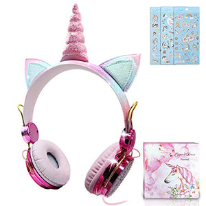 Unicorn Kids Headphones | Unicorn Ears & Horn | Multicoloured Pastel 