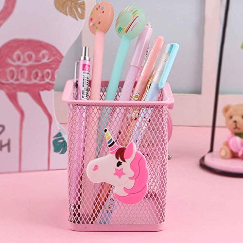 Pink Metal Unicorn Pen Pot Holder 