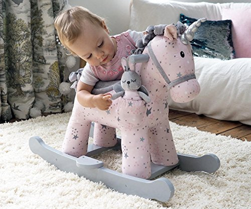 Grey and white unicorn rocker for toddler