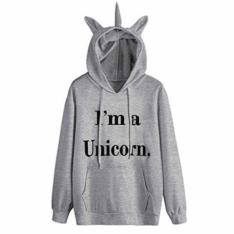Womens Unicorn Hooded Jumper - Grey - I'm a Unicorn