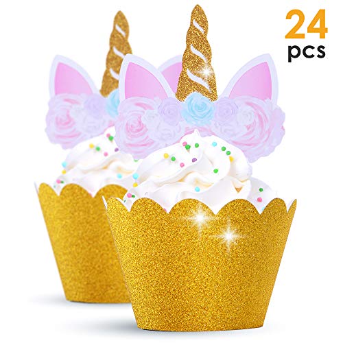 Gold unicorn cupcake case