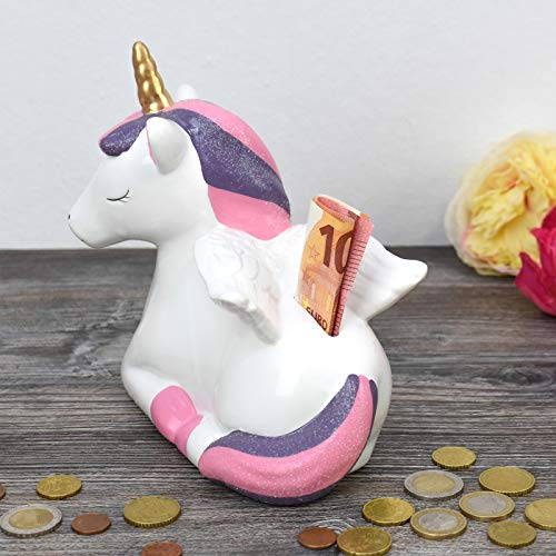 White, Pink & Purple Unicorn Money Box 