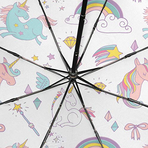 ISAOA Unicorn, Rainbow, Stars Umbrella | UV Protection | Compact