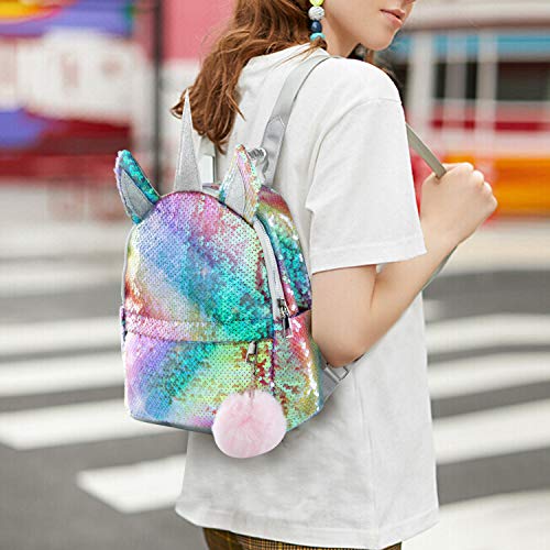 Rainbow Sequined Unicorn Backpack For Girls 