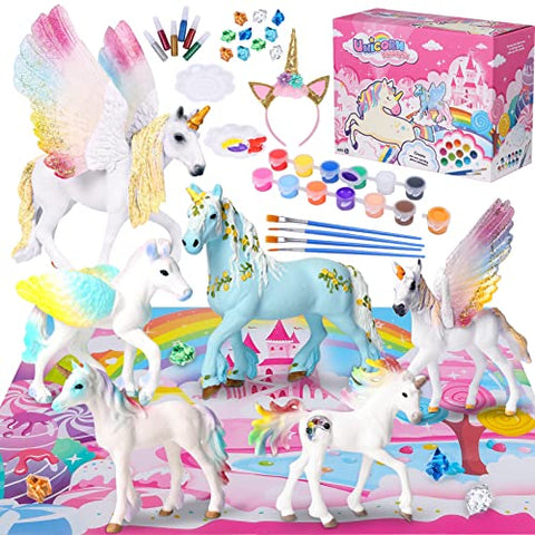  STEM-Accredited Unicorn Painting Kit for Kids - Paint Your Own  Unicorn Craft Kit Toys w 2 Unicorn Headbands, Pegasus, Alicorn & Paint Sets  for Kids Ages 4-8 - Unicorns Gifts for