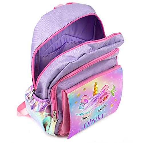 Lilac Unicorn Backpack For Girls | Personalised 