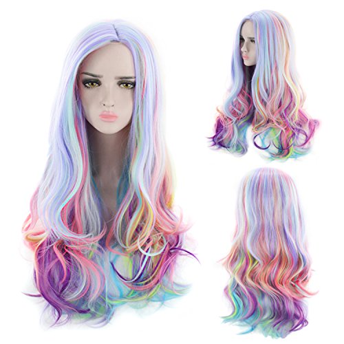 Multicoloured Unicorn Hair Wig Pastel Colour 