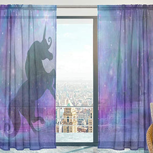 Mystical Unicorn Sheer Curtain Panels 140 x198 cm