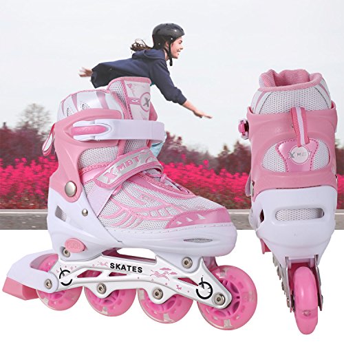 Girls Pink & White Roller Skates | Inline Skates 