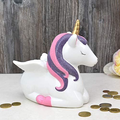Unicorn Novelty Money Box | White & Pink & Purple 