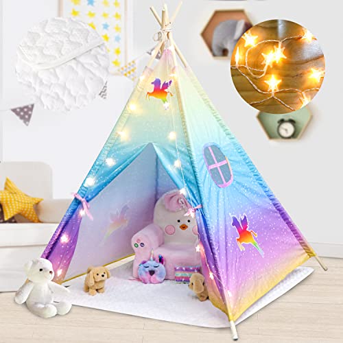 Unicorn Play Tent With Fairy Lights | Teepee | Indoor Outdoor Playhouse | Gift 