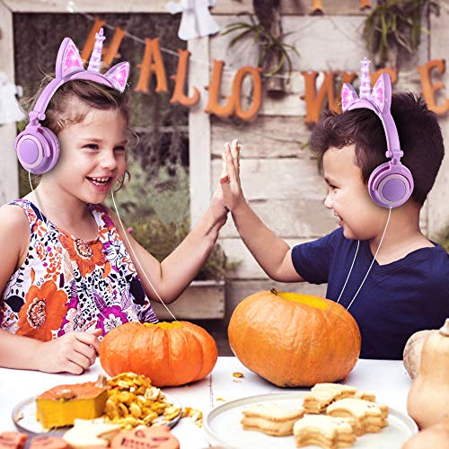 Unicorn Kids Headphones | Lavender Purple | LED Glowing Ears