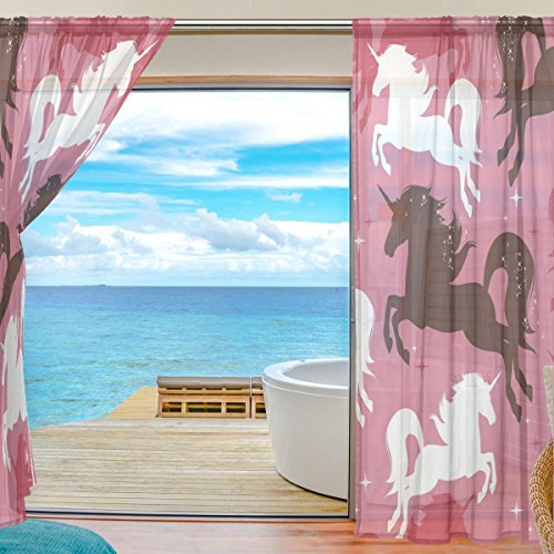 Unicorn Pattern Unicorn Themed Curtains Pink