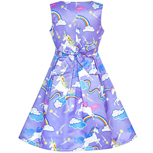 Purple Unicorn & Rainbow Girls Dress