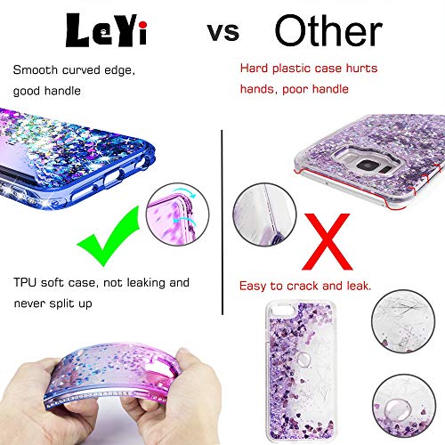 LeYi Case for iPhone 7 Plus 8 Plus with Tempered Glass Screen Protector [2 pack], Girl 3D Glitter Liquid Cute Personalised Clear Silicone Gel Shockproof Phone Cover for 7 Plus 8 Plus Turquoise Purple