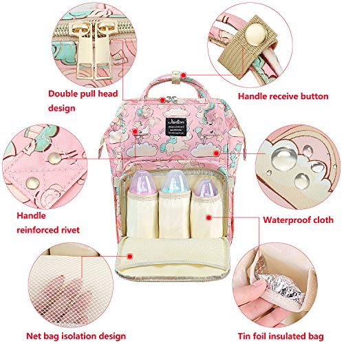 Pink Unicorn Design Baby Changing Bag | Backpack Style Baby Bag