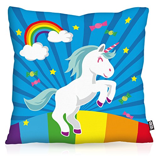 Fun and colourful unicorn rainbow and candy cushion cover 50x50cm