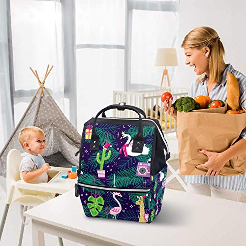 Baby Changing Bag Backpack | Swan Unicorn Leaves Design