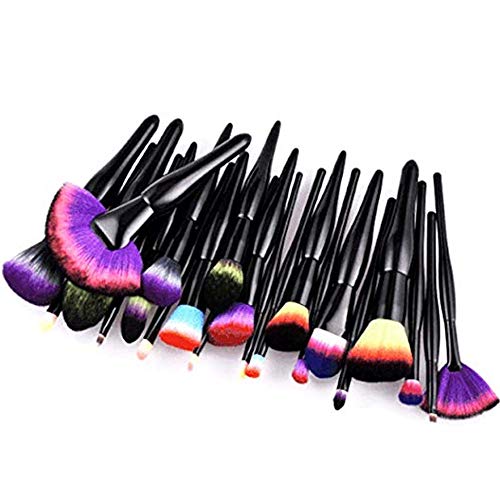 Rainbow Make Up Brush Set Black Multi Coloured 