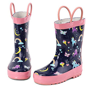 Unicorn Rainbow Girls Wellingtons Rain Boots | Waterproof Rubber Shoes 