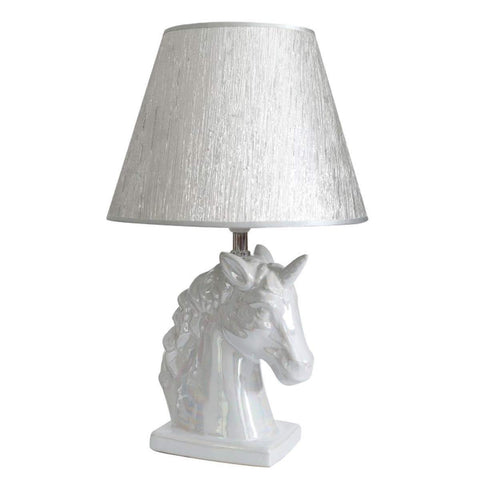 Unicorn Head White Pearl Table Lamp Ceramic with Shade