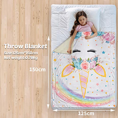 Floral Unicorn Soft & Cosy Fleece Blanket 