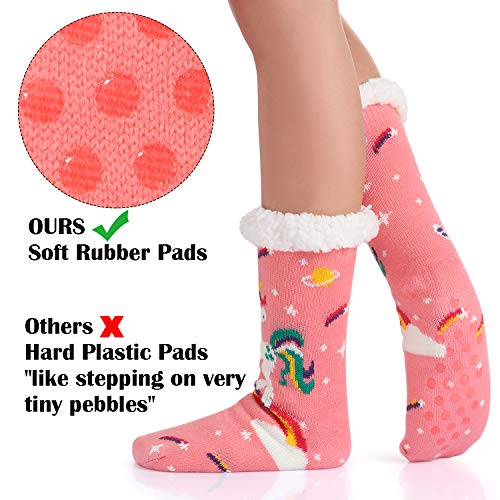 Fleece Lined Fluffy Unicorn Slipper Socks For Women and Girls