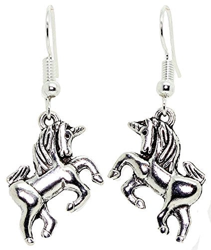 Silver Unicorn Dangle Earrings