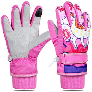 Ski Gloves For Kids | Unicorn Design | Waterproof Windproof Winter Warm Gloves | Tacobear 