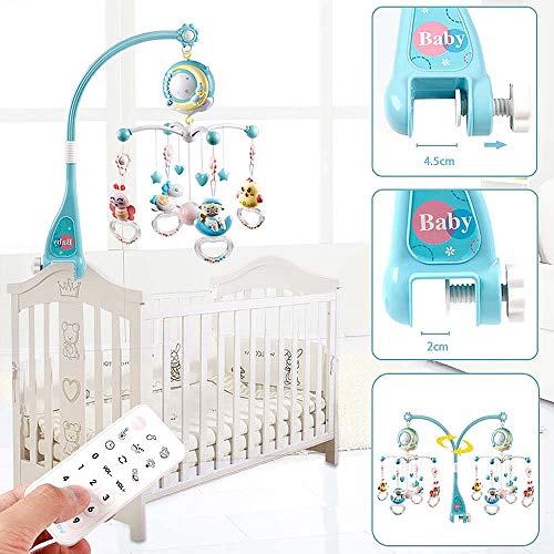 Moonvvin Baby Mobile for cots with Music, Crib Mobile with Night Light and Projector, Remote and Toy Pastels