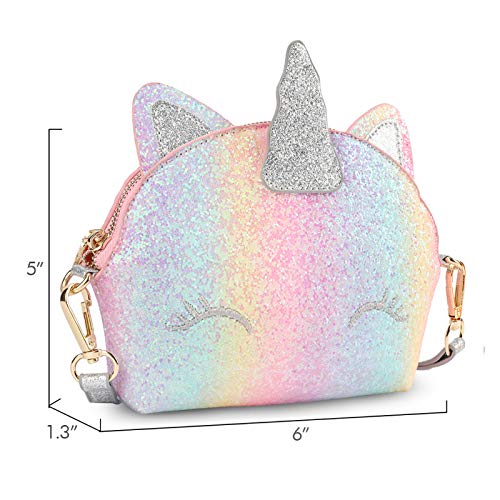 Cute Rainbow Unicorn Crossbody Bag Handbag For Girls