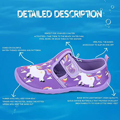 Purple Unicorn Design Girls Beach Pool Water Shoes
