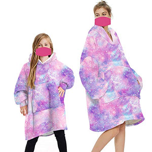 Oversized Wearable Blanket | Hoodie | Double Fleece | Unicorn & Rainbows 