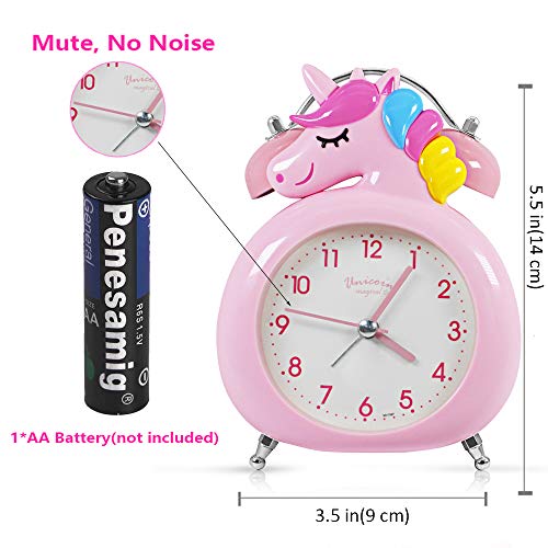 Kids Pink Unicorn Alarm Clock For Bedroom 