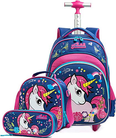Set Of 3 Unicorn Suitcase, Backpack, Pencil Case