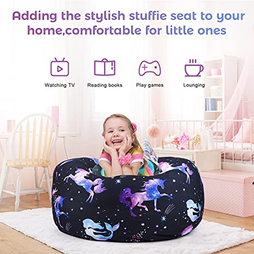 Unicorn Galaxy Bean Bag Cover | Black, Blue & Purple 