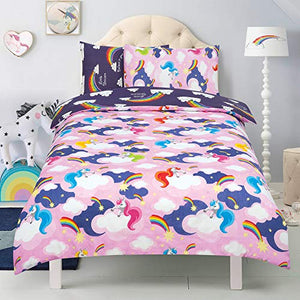 Multicoloured Unicorn Double Quilt Duvet Cover 