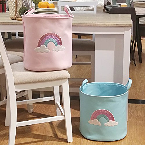 Auidy_6TXD Unicorn Laundry Storage Basket, Large and Cute Waterproof Toy Storage Basket Toy Organizer, Foldable & Portable Laundry Storage Bag for Office, Bedroom, Clothes (Pink)