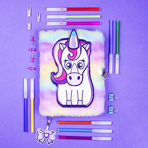 Unicorn Rainbow Plush Lockable Diary