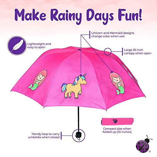 Unicorns & Mermaids Pink Colour Changing Umbrella | Kids