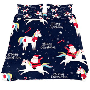 Merry Christmas Unicorn Bedding Duvet Sets 