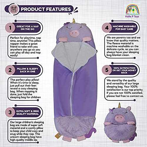 Purple Kids Sleeping Bag | Unicorn Design 