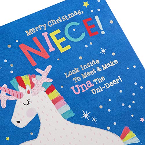 Unicorn Christmas Card For Niece 