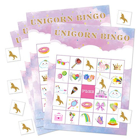 Unicorn Bingo Game | With 24 Players for Kids Birthday Party