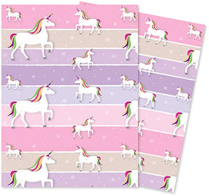 Rainbow Unicorn Gift Wrapping Paper - 2 Sheets of Giftwrap