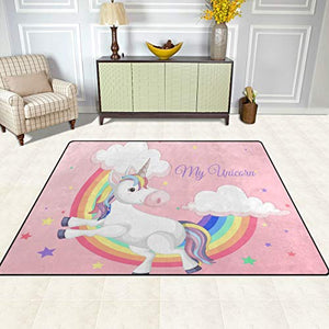 Unicorn & Rainbow Non- Slip Rug | Children's Bedroom | 152 cm x 120 cm