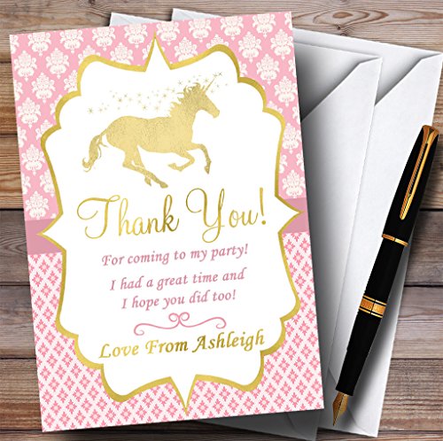 Pink & Gold Magical Unicorn Party Thank You Cards