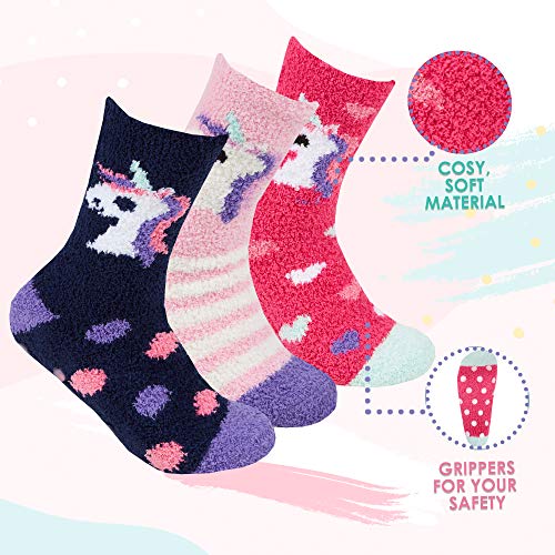 3 Pack Soft Fluffy Unicorn Socks For Women 