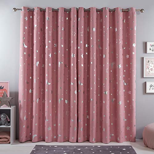 Moon & Stars Pink Curtains | Blackout 