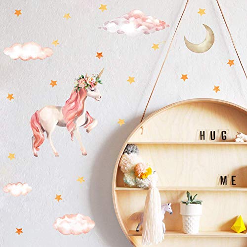 Floral Unicorn Wall Stickers Decals 